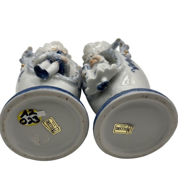 Vintage 1960s Norleans 2 Victorian Style Porcelain Figurine Vases Made In Japan - Picture 15 of 15